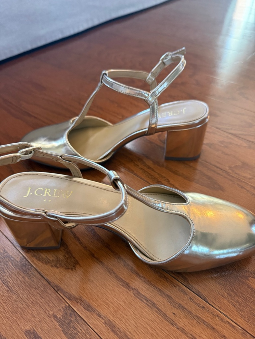 J. Crew gold t-strap heels - Picture 10 of 12
